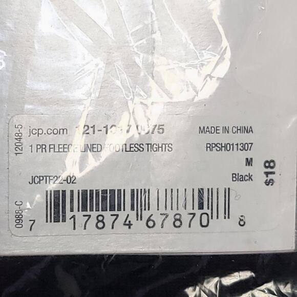 Mixit Fleece Lined Tights Size M Seamless Footless Womens Black New in Package - Picture 6 of 8